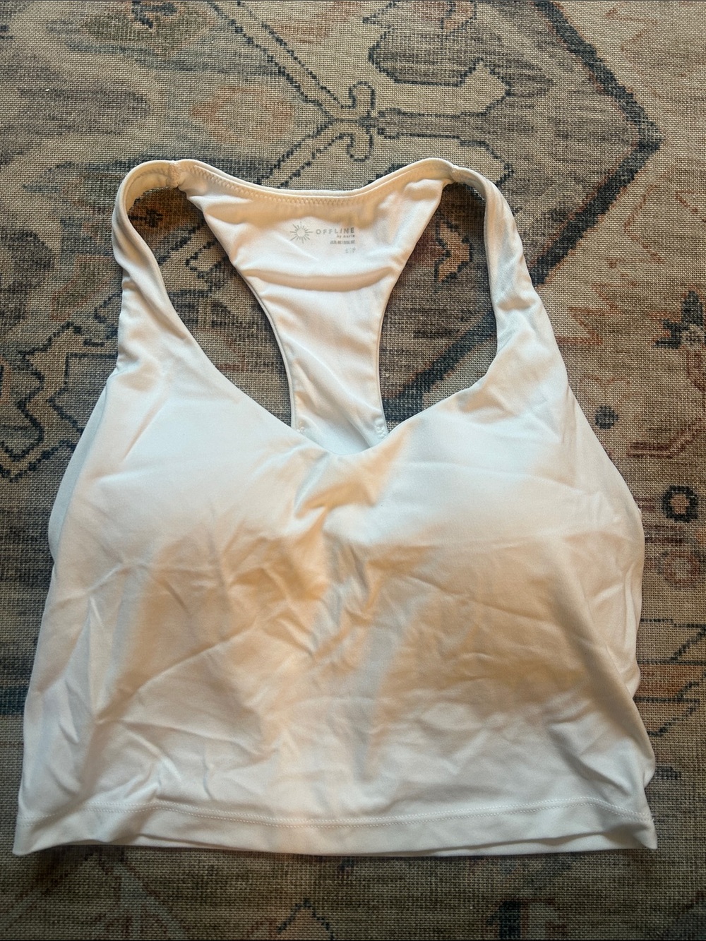 aerie White Racerback Sports Bra